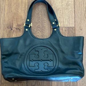 Tory Burch Glazed Black Leather Bombe tote